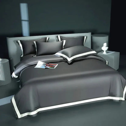 Luxurious Egyptian Cotton Duvet Cover Set with Classic Trim