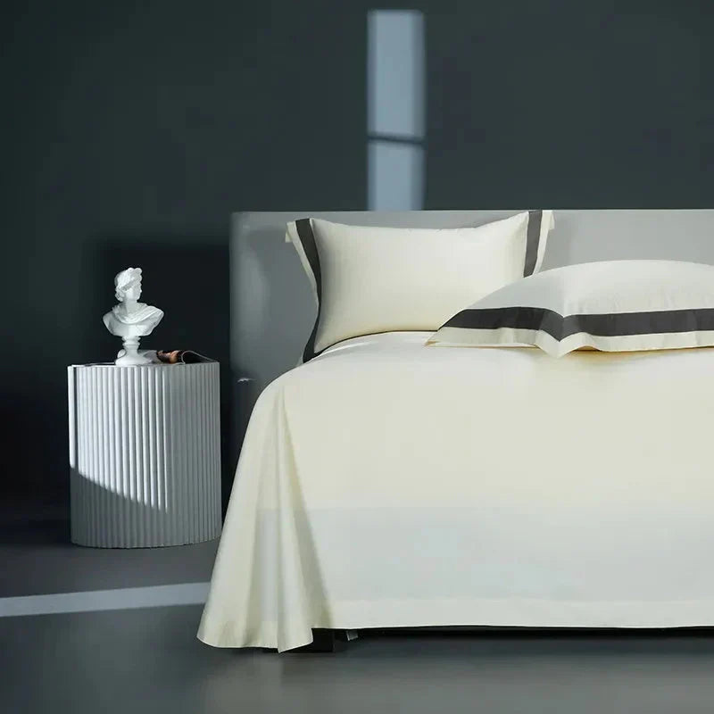 Luxurious Egyptian Cotton Duvet Cover Set with Classic Trim