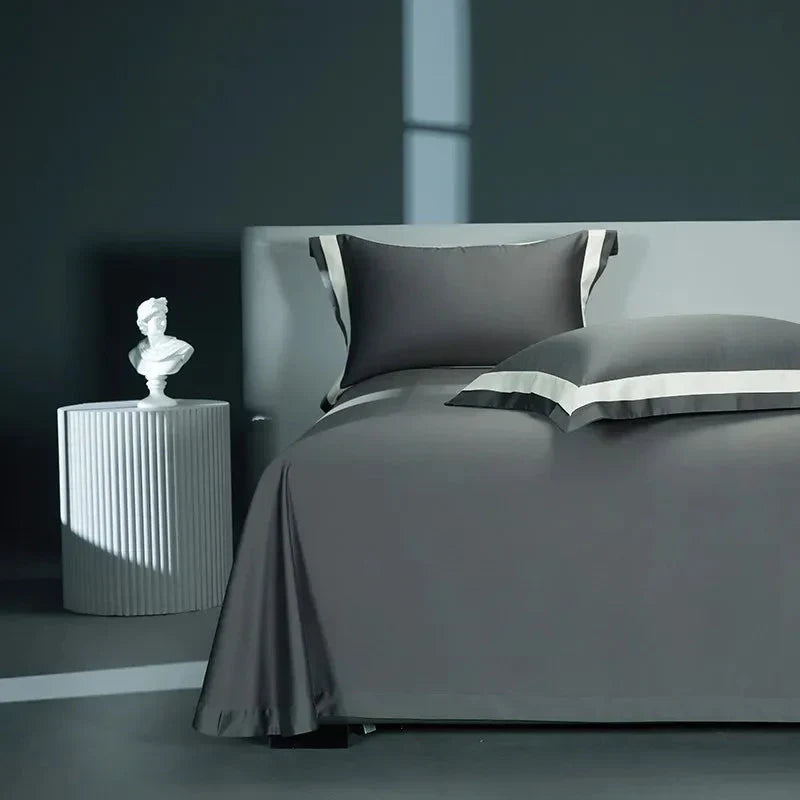 Luxurious Egyptian Cotton Duvet Cover Set with Classic Trim