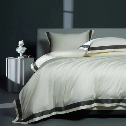 Luxurious Egyptian Cotton Duvet Cover Set with Classic Trim