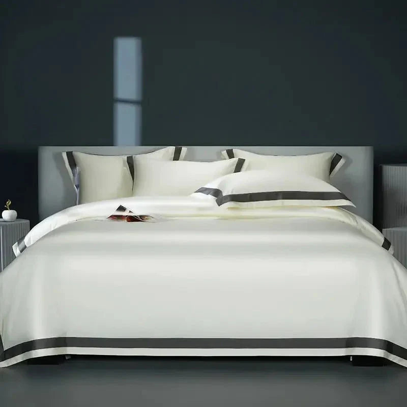 Luxurious Egyptian Cotton Duvet Cover Set with Classic Trim
