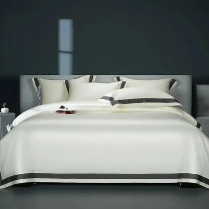 Luxurious Egyptian Cotton Duvet Cover Set with Classic Trim