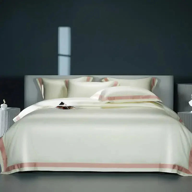Luxurious Egyptian Cotton Duvet Cover Set with Classic Trim