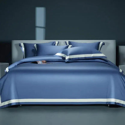 Luxurious Egyptian Cotton Duvet Cover Set with Classic Trim