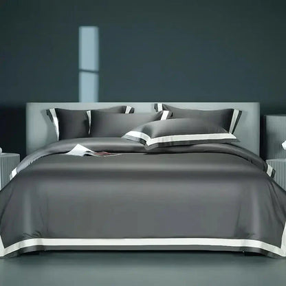 Luxurious Egyptian Cotton Duvet Cover Set with Classic Trim