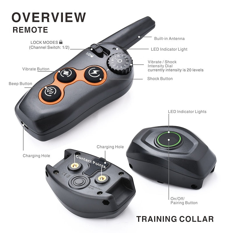 Advanced Remote Training Collar with Adjustable Vibe & Shock