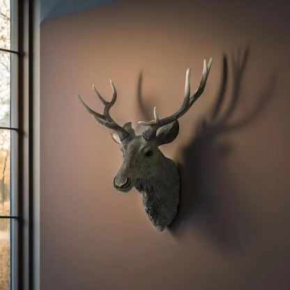 Rural Wooden Faux Deer Skull Wall Decoration For Home