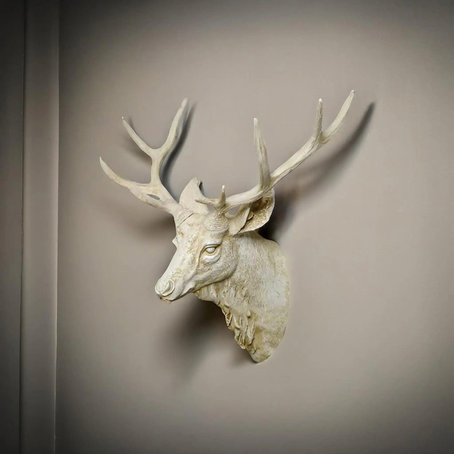 Rural Wooden Faux Deer Skull Wall Decoration For Home