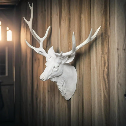 Rural Wooden Faux Deer Skull Wall Decoration For Home