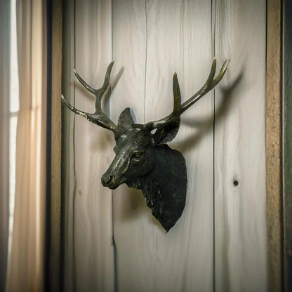 Rural Wooden Faux Deer Skull Wall Decoration For Home