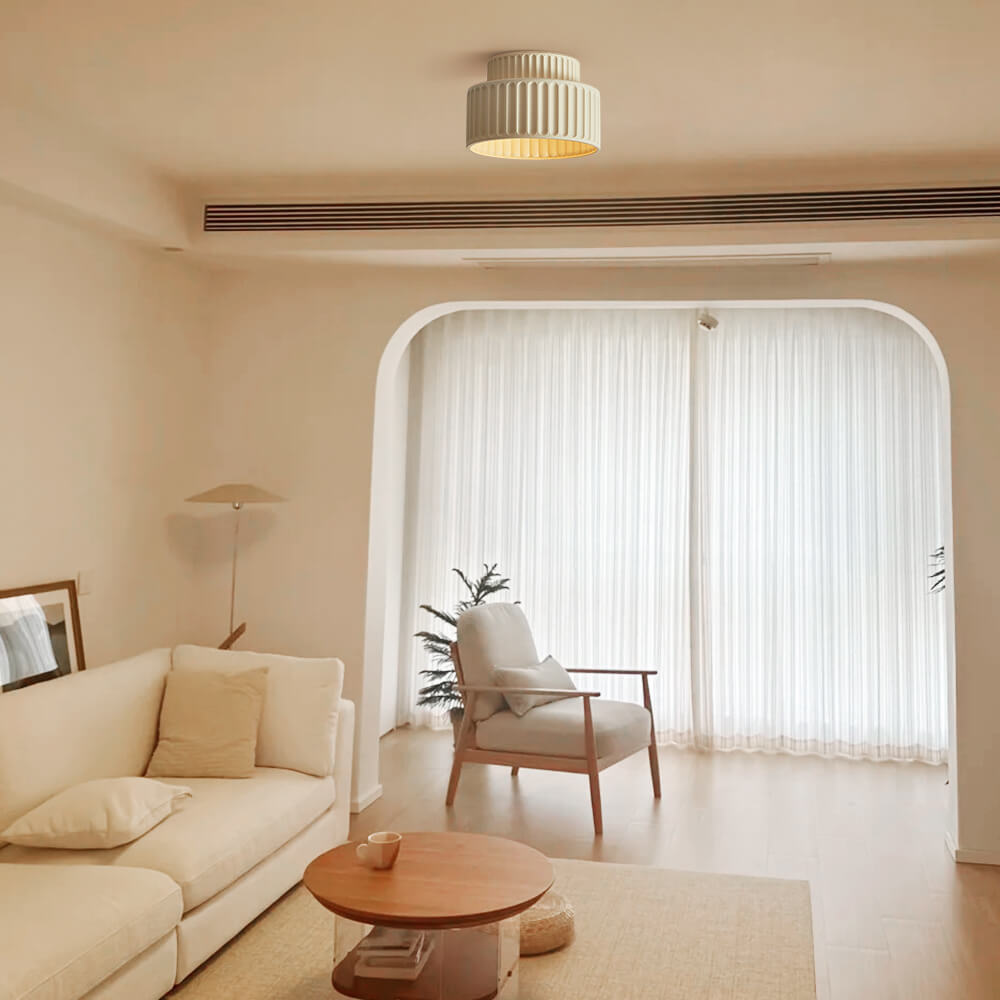 Soft Cream Drum Pendant Ceiling Light Fixture