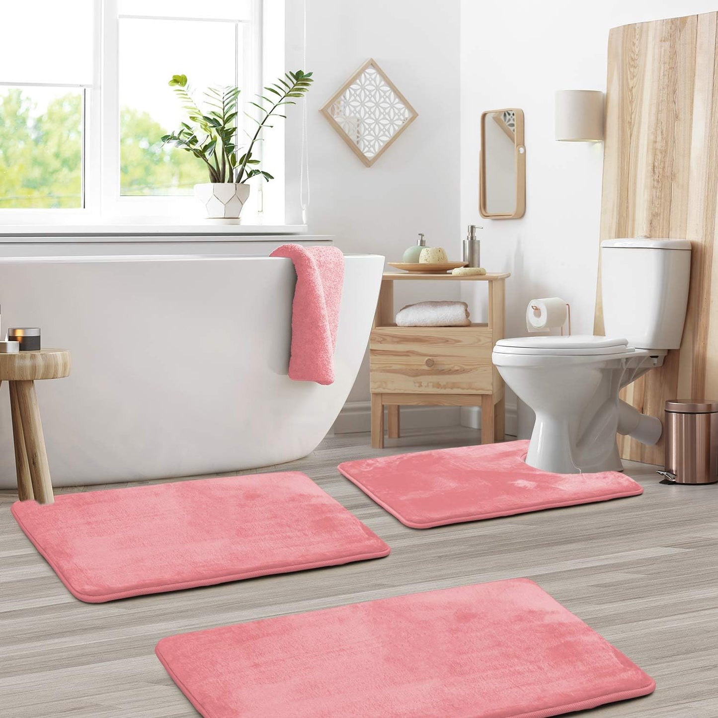 Soft Plush Bathroom Mat Set 3-Piece Anti-Slip