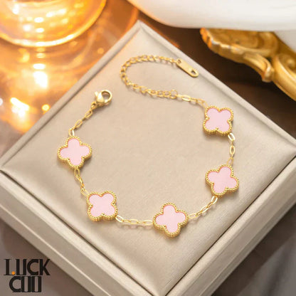 Delicate Flower Charm Bracelet 14K Gold Plated Stainless Steel