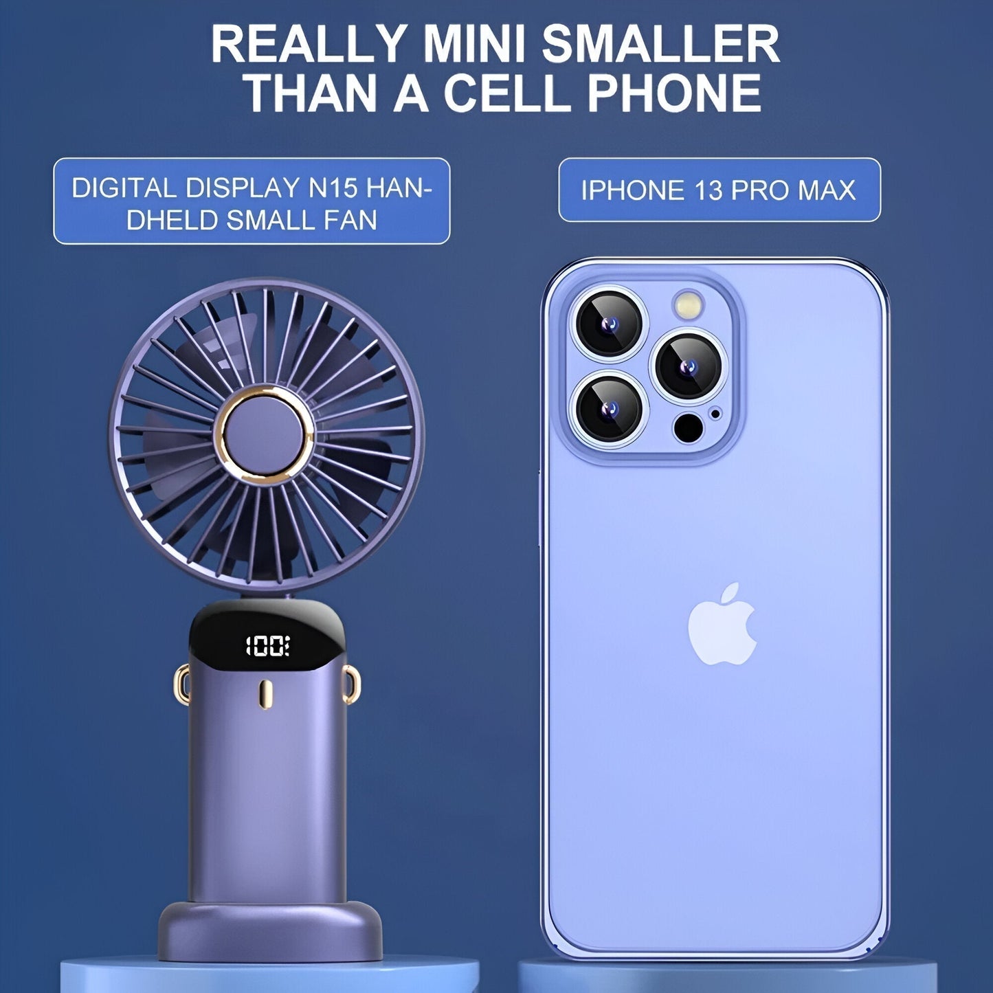 Portable Rechargeable Fan, Quiet 5-Speed Adjustable