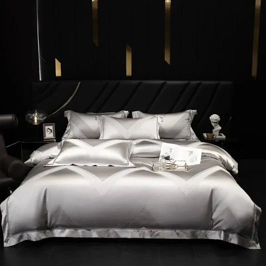 Luxury Grey Egyptian Cotton Bedding Set - Lusomart