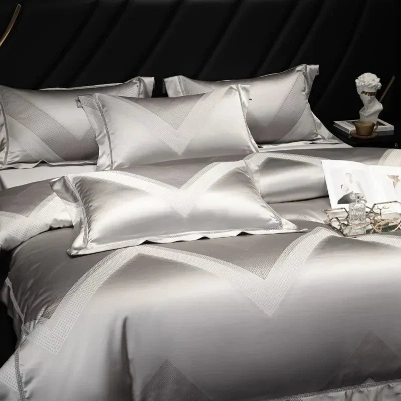 Luxury Grey Egyptian Cotton Bedding Set