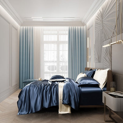 Luxury Dark Blue Soft Bed Sheet Set