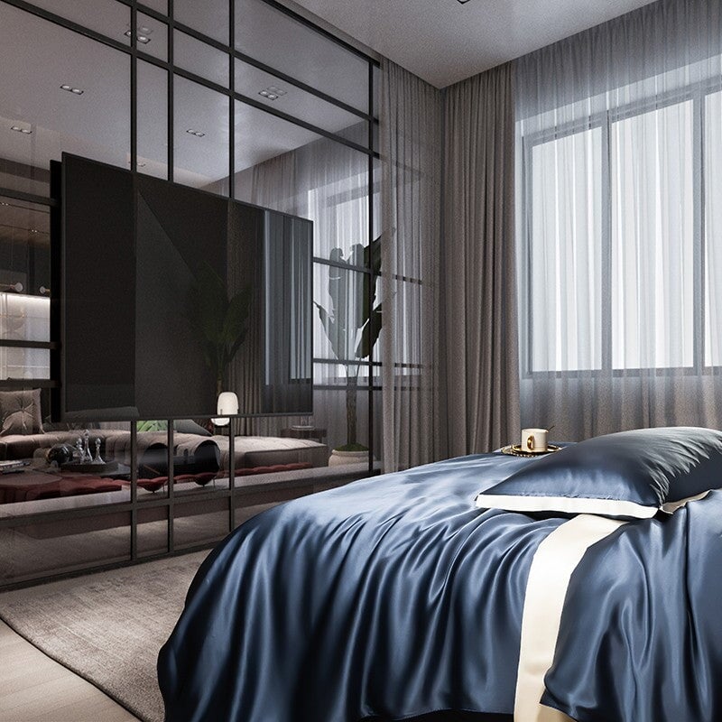 Luxury Dark Blue Soft Bed Sheet Set