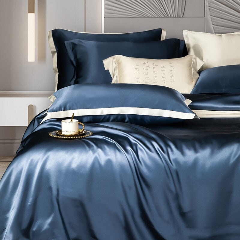 Luxury Dark Blue Soft Bed Sheet Set