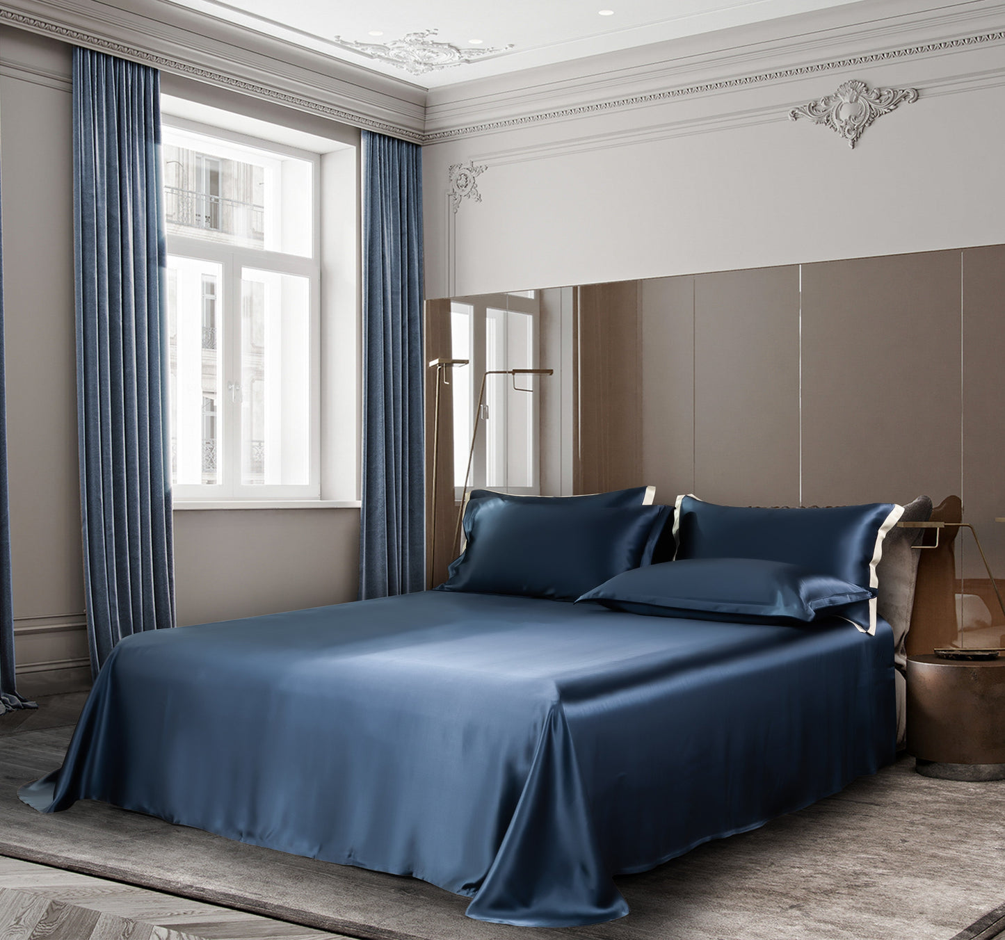 Luxury Dark Blue Soft Bed Sheet Set