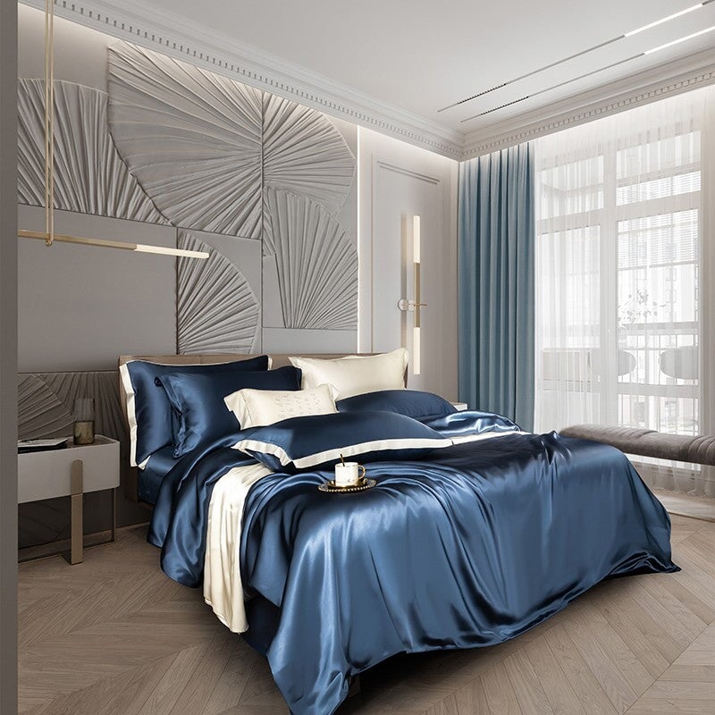 Luxury Dark Blue Soft Bed Sheet Set