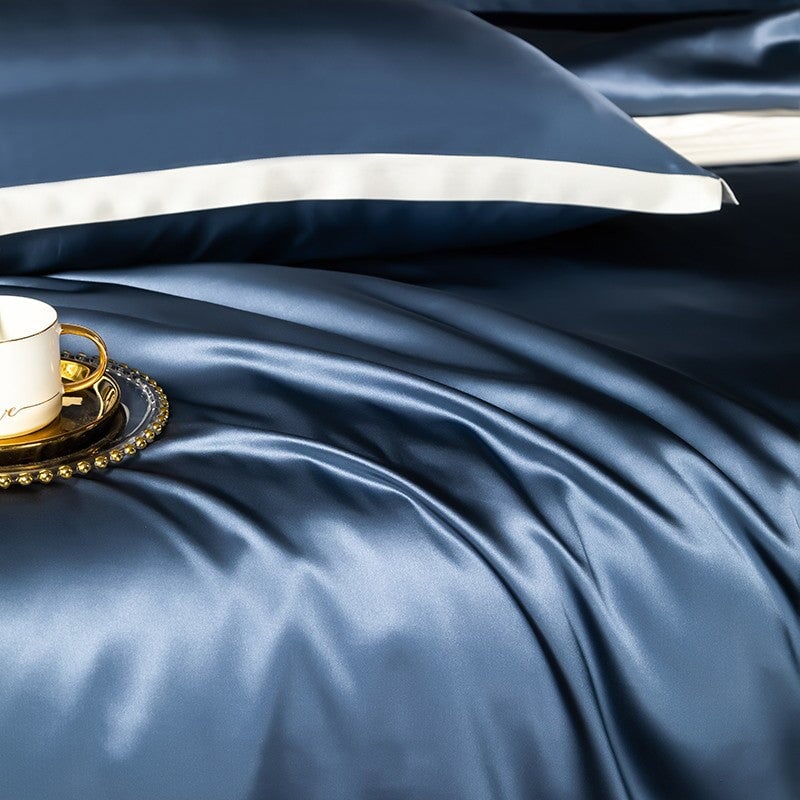 Luxury Dark Blue Soft Bed Sheet Set