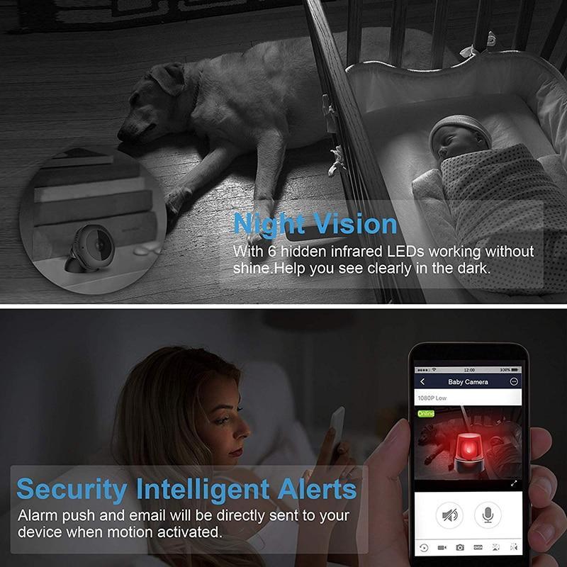 Compact WiFi Home Security Camera 1080P Night Vision