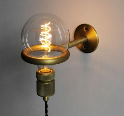 Rustic Metal Plug-In Wall Lamp