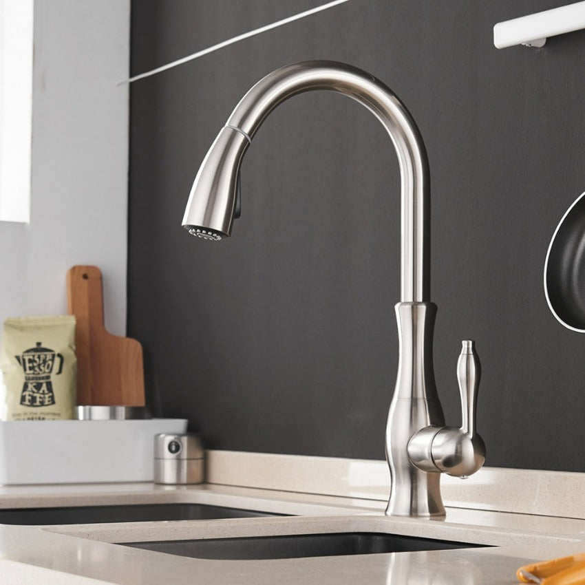 Brushed Stainless Steel Kitchen Sink Faucet