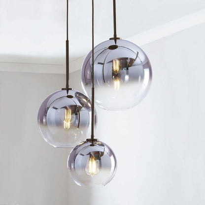 Elegant Glass Pendant Lamp in Amber and Silver - Lusomart