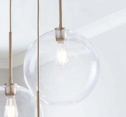 Elegant Glass Pendant Lamp in Amber and Silver