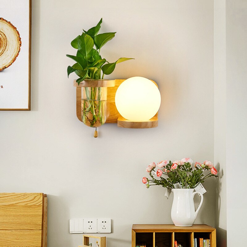 Modern Wooden Planter Wall Lamp - Lusomart