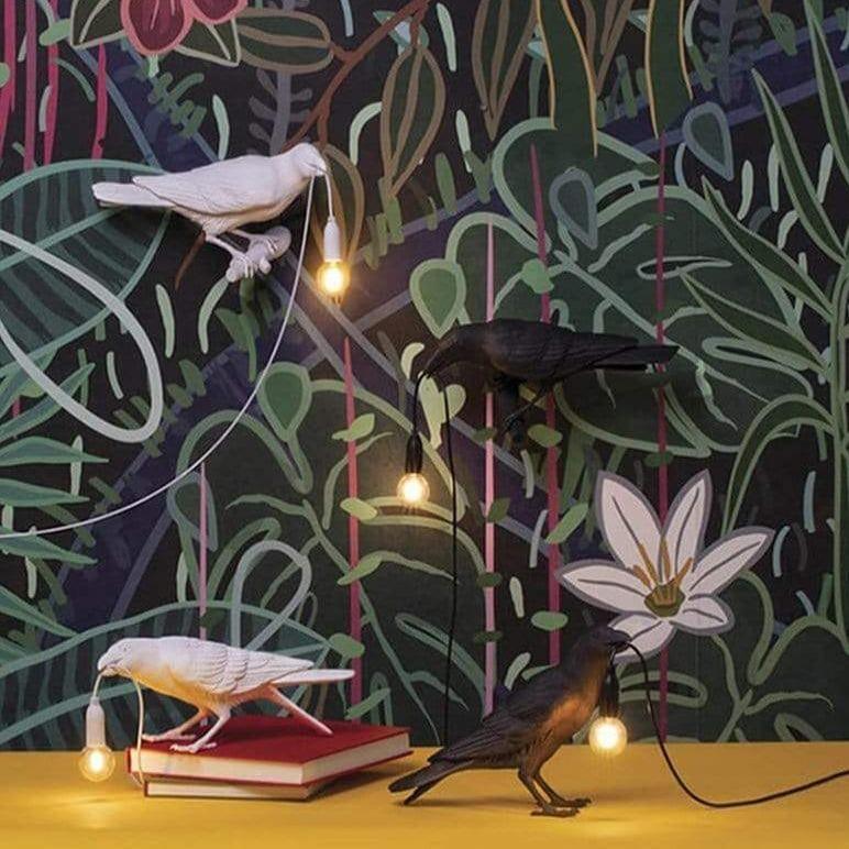 Unique Black Bird Accent Table Lamp