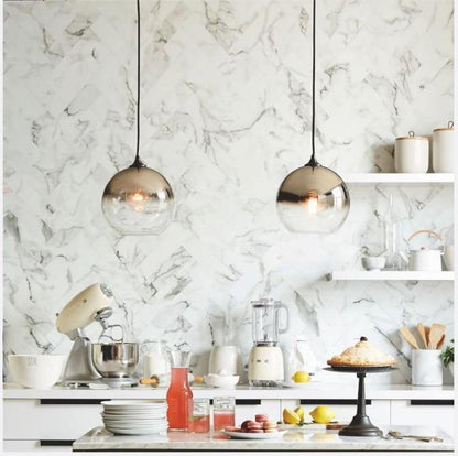 Elegant Glass Pendant Lamp in Amber and Silver
