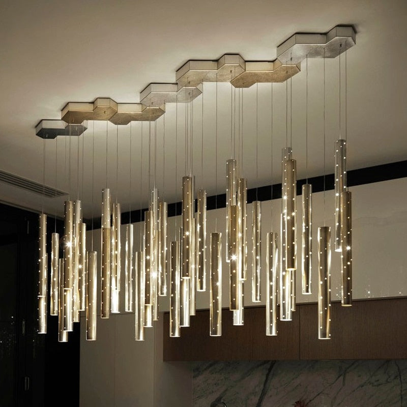 Elegant Long Crystal Pendant Light - Lusomart
