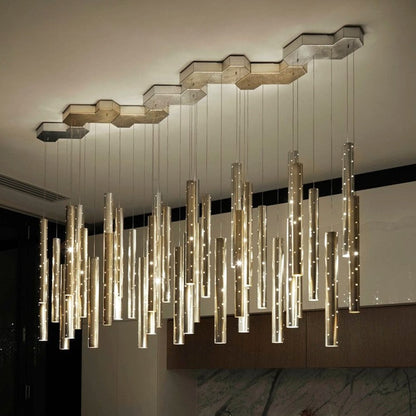Elegant Long Crystal Pendant Light - Lusomart
