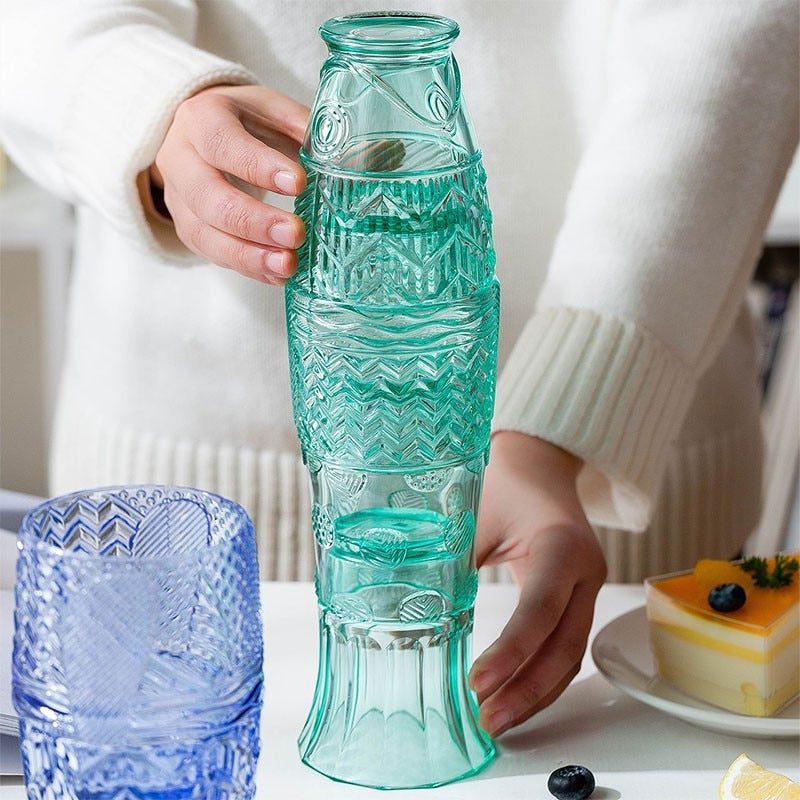 Colorful Stackable Water Glasses - Set of 4 - Lusomart