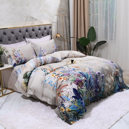 Soft Floral Pattern Egyptian Cotton Bed Set