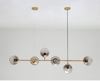 Warm Amber Glass Hanging Lamp with Metal Accents