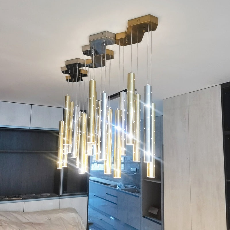 Elegant Long Crystal Pendant Light