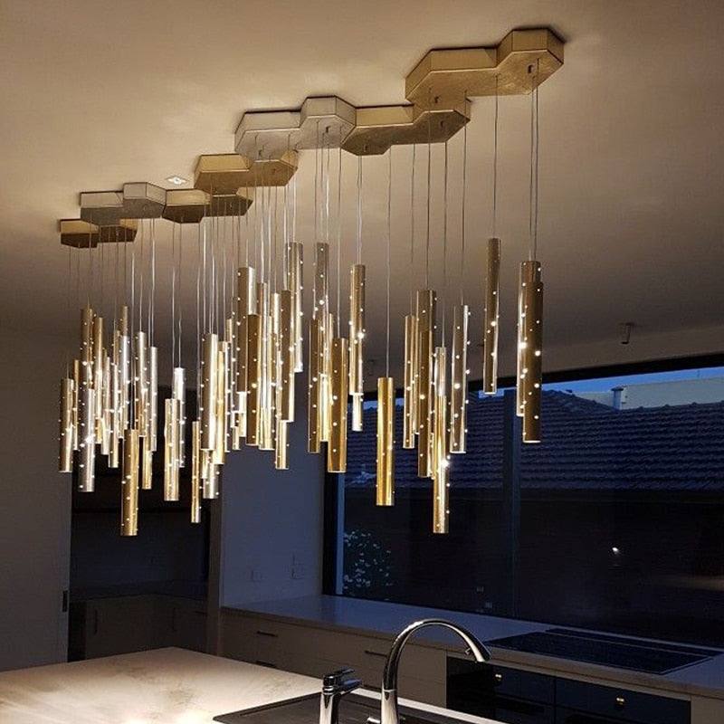 Elegant Long Crystal Pendant Light