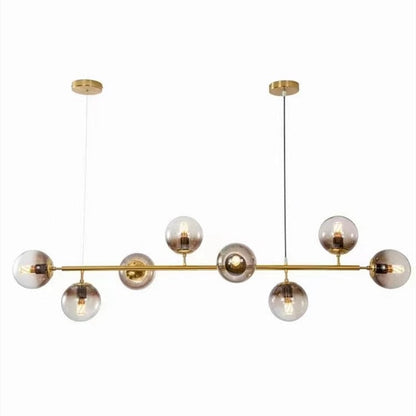 Warm Amber Glass Hanging Lamp with Metal Accents