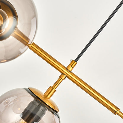 Warm Amber Glass Hanging Lamp with Metal Accents