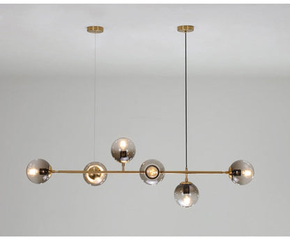 Warm Amber Glass Hanging Lamp with Metal Accents
