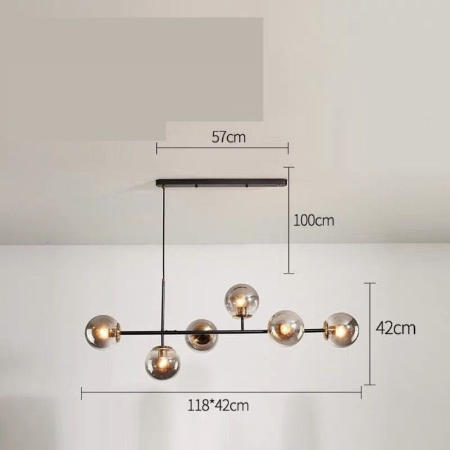 Warm Amber Glass Hanging Lamp with Metal Accents