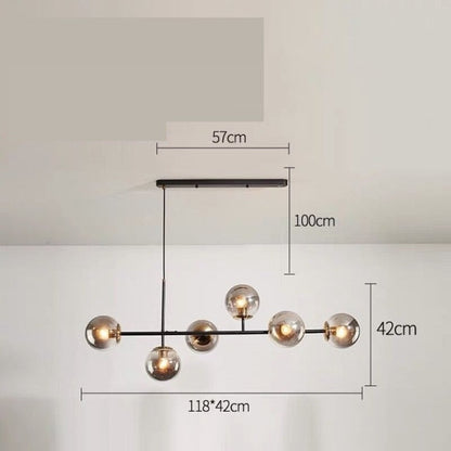 Warm Amber Glass Hanging Lamp with Metal Accents