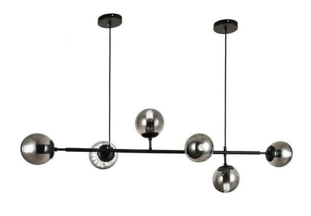 Warm Amber Glass Hanging Lamp with Metal Accents