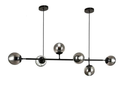 Warm Amber Glass Hanging Lamp with Metal Accents