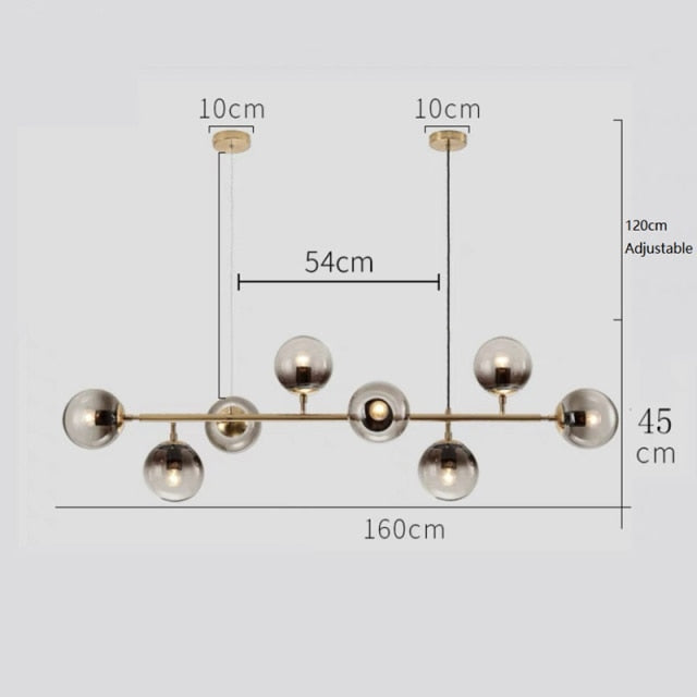 Warm Amber Glass Hanging Lamp with Metal Accents