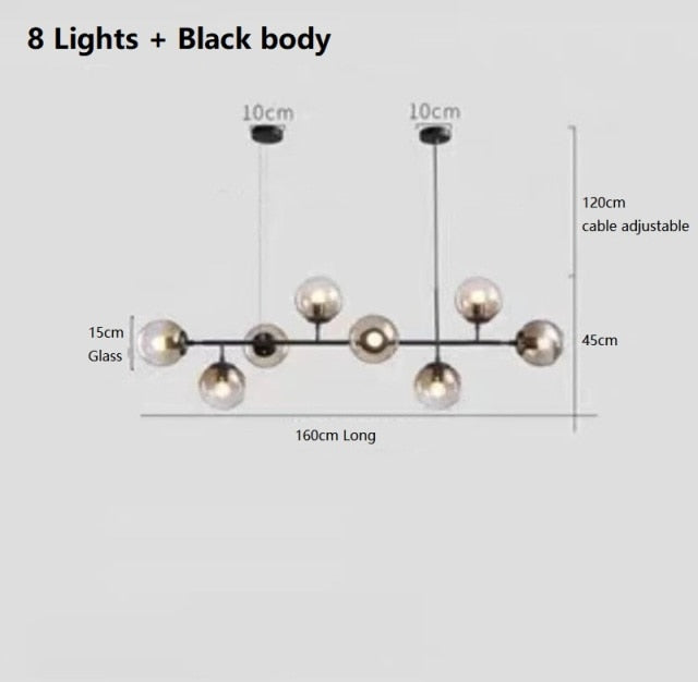 Warm Amber Glass Hanging Lamp with Metal Accents